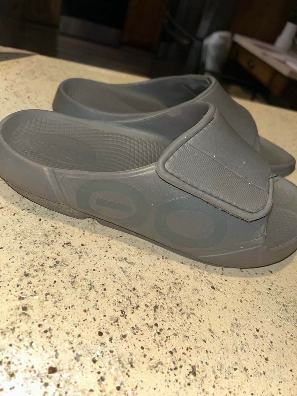 OOFOS OOahh Sport Flex Adjustable Recovery Slides Slate